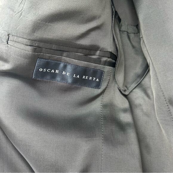 Oscar De La Renta Wool and Silk Tan Microcheck Blazer Size 38R - Picture 7 of 9